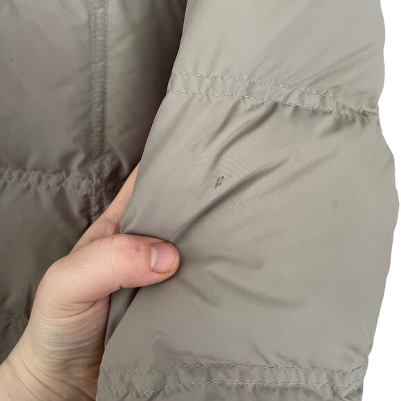 LL Bean Long Down Filled Puffer Coat PXS Petite XS Taupe Quilted Zip Up Jacket - Picture 4 of 7